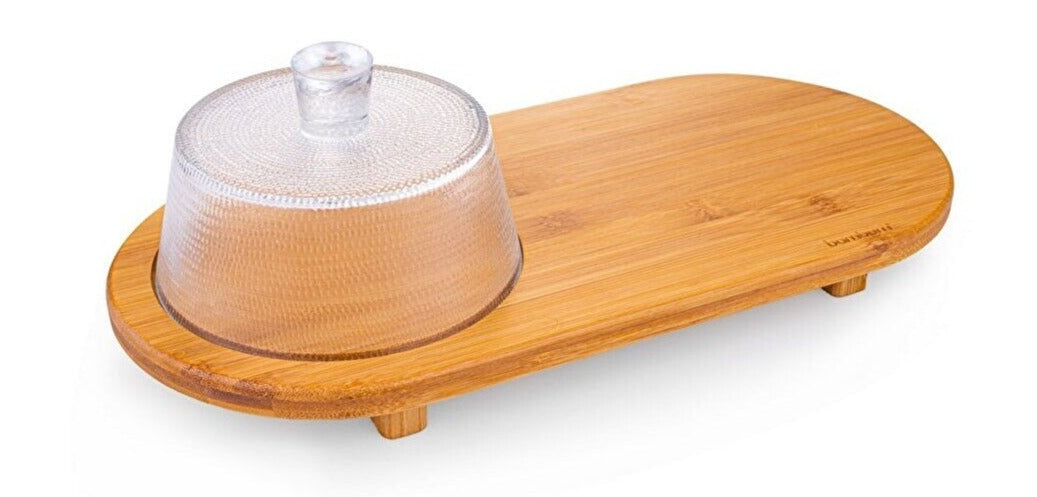 D-IDEAZ Cheese Board Set with Glass Dome Oval 