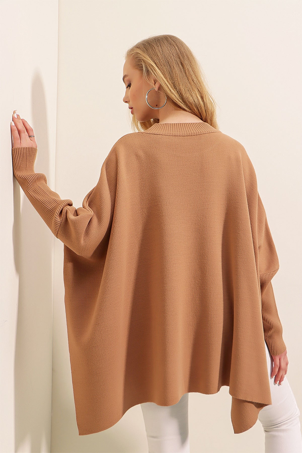 Longpullover Poncho-Pullover