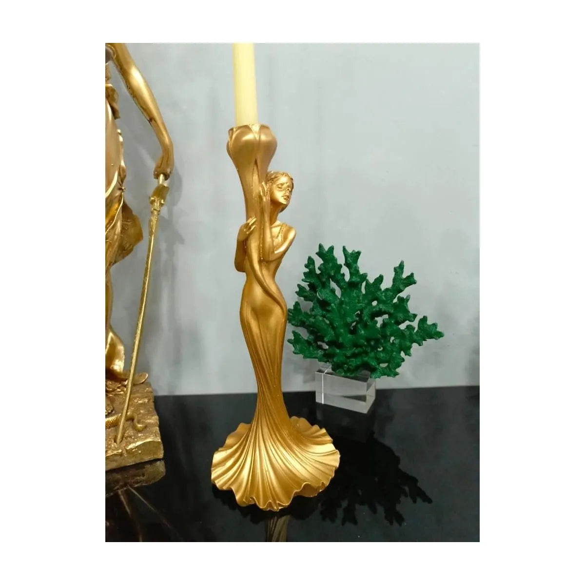 Candle holder gold, 30x12 cm