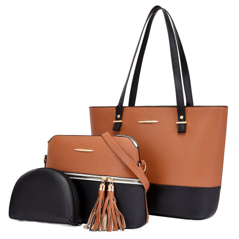 3-teiliges Set Damen Schultertasche Handtasche Kosmetiktasche