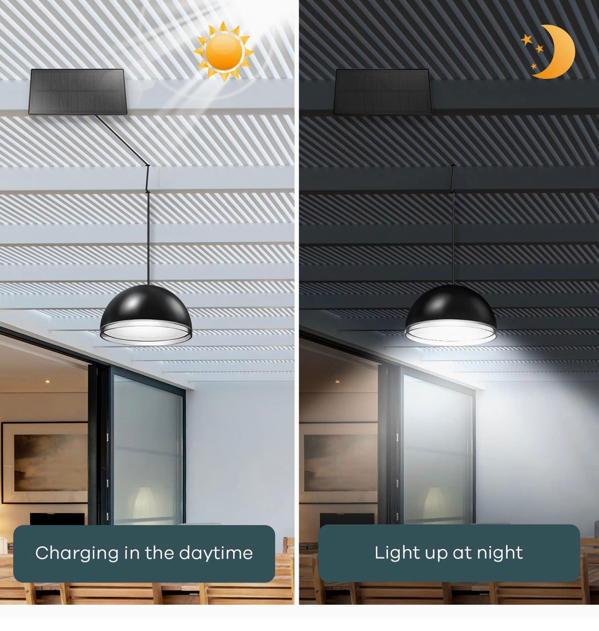 D-IDEAZ solar hanging lights for outdoors with remote control 