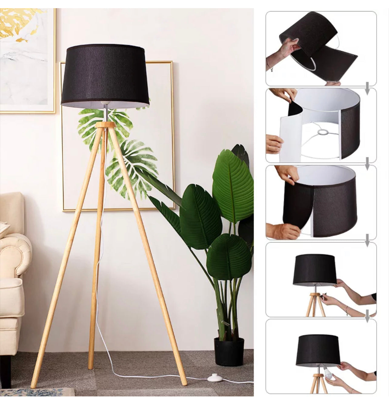 Wooden floor lamp, modern floor lamp