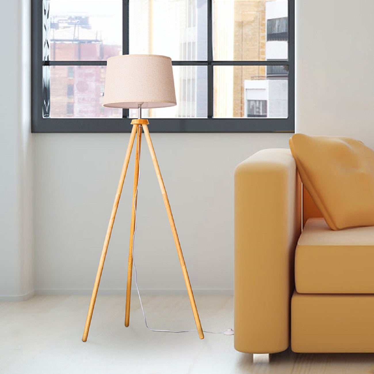 Wooden floor lamp, modern floor lamp