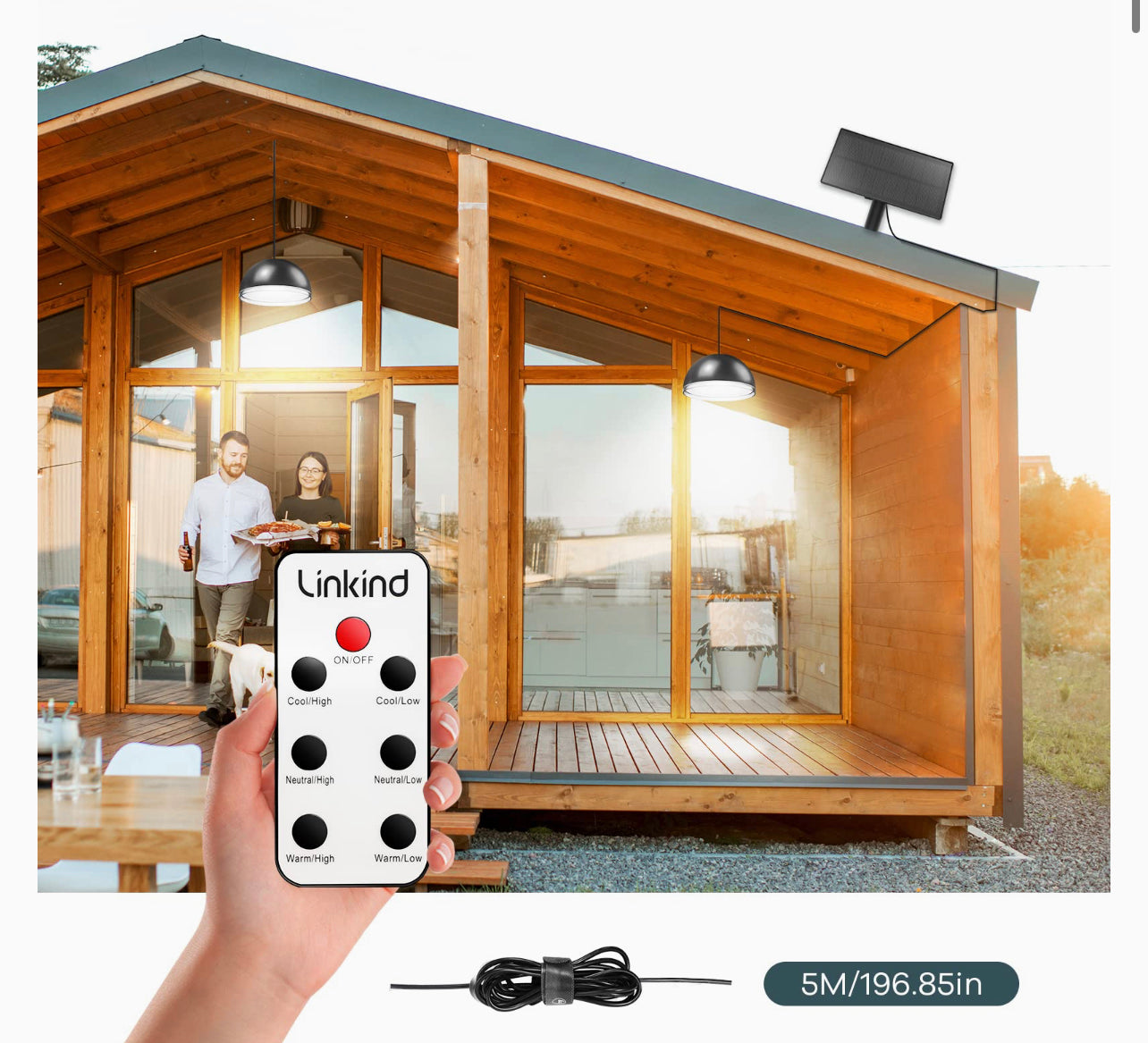 D-IDEAZ solar hanging lights for outdoors with remote control 