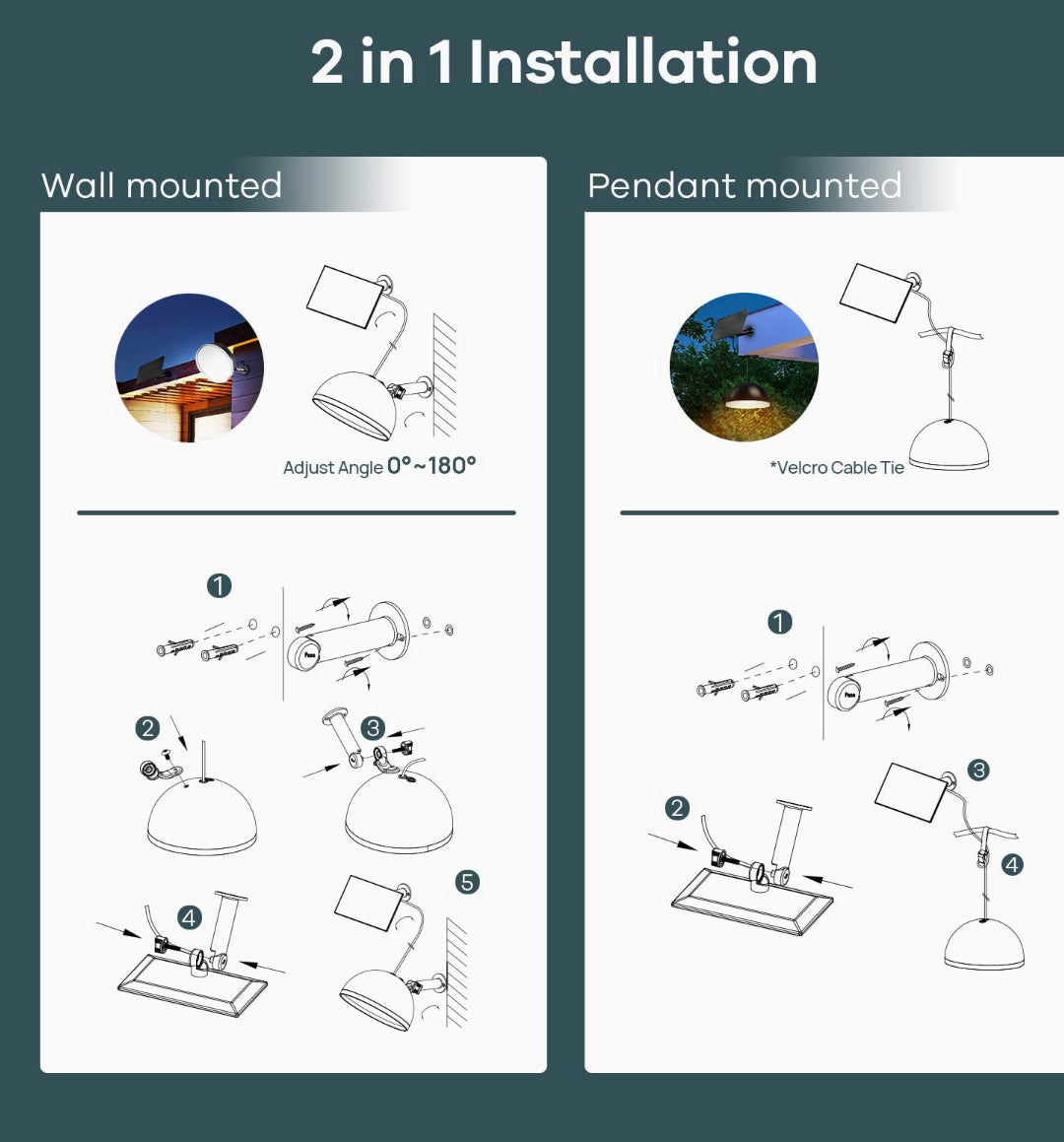 D-IDEAZ solar hanging lights for outdoors with remote control 