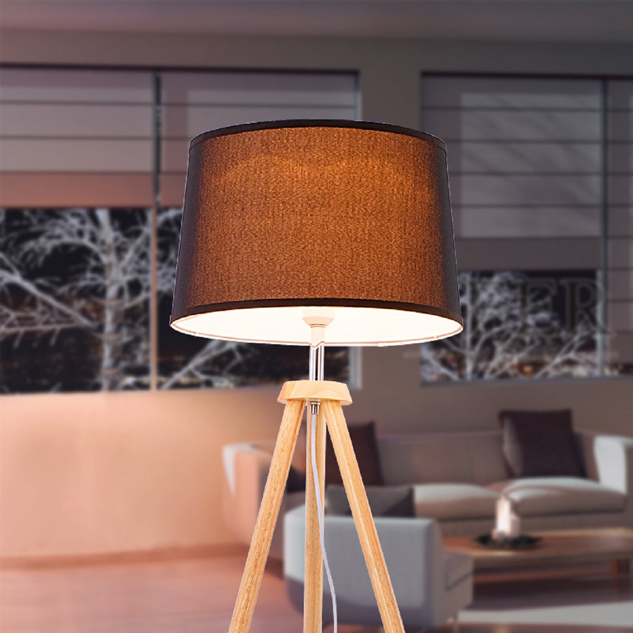 Wooden floor lamp, modern floor lamp