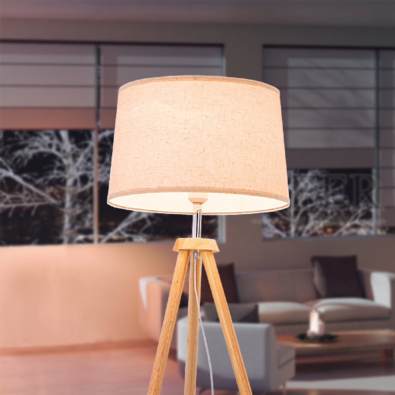 Wooden floor lamp, modern floor lamp