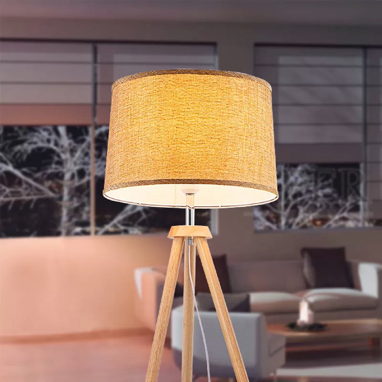 Wooden floor lamp, modern floor lamp