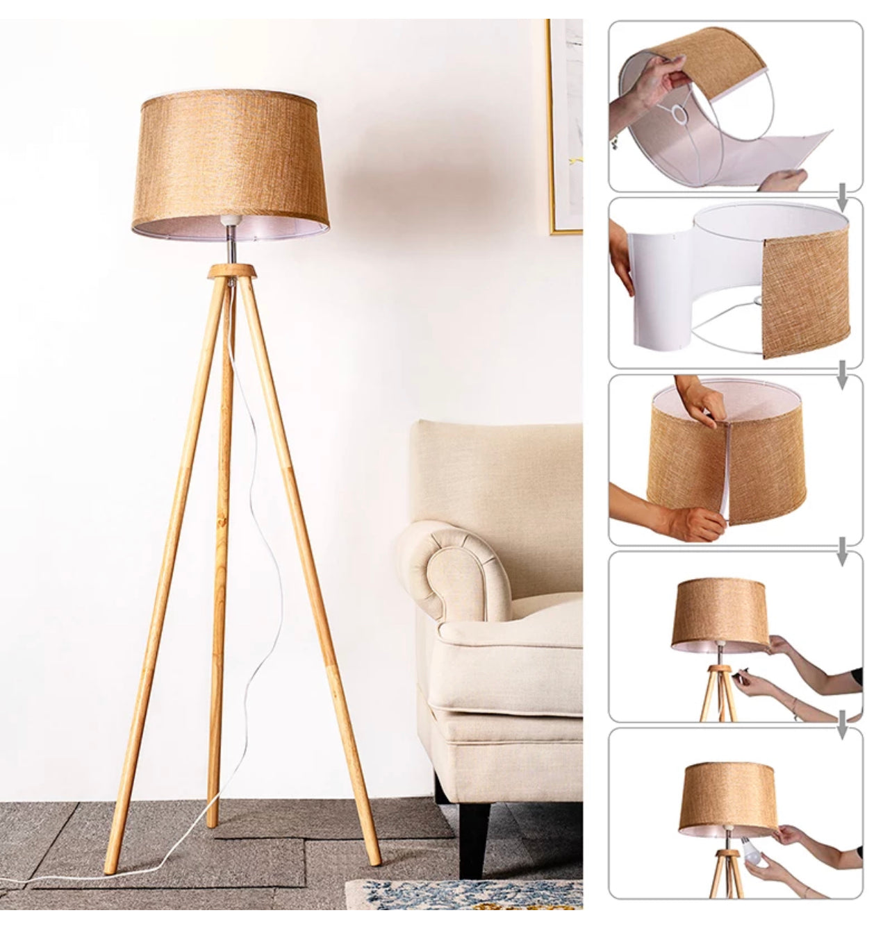 Wooden floor lamp, modern floor lamp