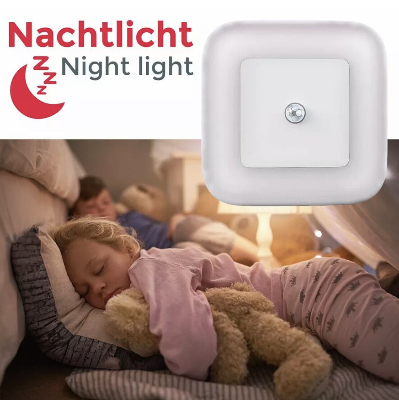 2er Set Steckdosen-Lampen LED Treppen-Leuchte Nacht-Licht Bewegungsmelder Sensor